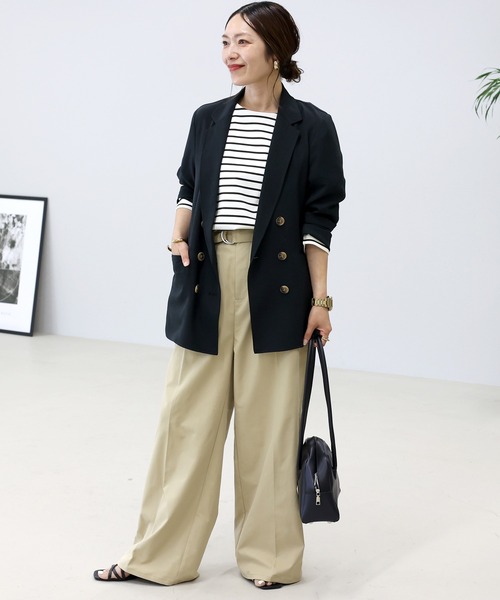Aletta vita(アレッタビータ)の「7分袖ポンチボートネックコクーンプルオーバー(Tシャツ/カットソー・レディース・オフホワイト/ブラック/ホワイト×ブラック/ベージュ/チャコール/サンドベージュ/グリーン/ブラウン・FREE)」の17枚目の写真