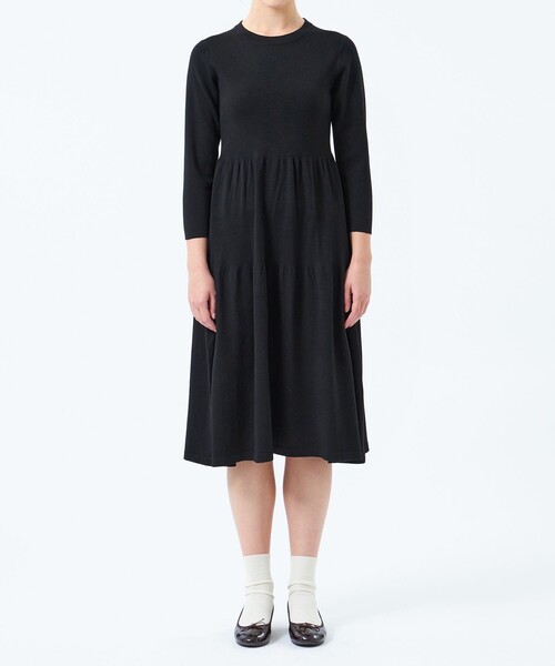 MACKINTOSH PHILOSOPHY（ﾏｯｷﾝﾄｯｼｭ ﾌｨﾛｿﾌｨｰ）の「ティアードニットワンピース（ワンピース・レディース・ダークネイビー/ブラック・38/36）」の5枚目の写真