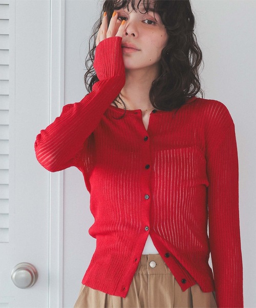 前後2wayリブシアーニットカーディガン（カーディガン/ボレロ