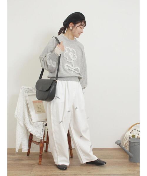 Samansa Mos2（サマンサ モスモス）の「◎レースコードスウェット（Tシャツ/カットソー・レディース・キナリ/グレー/チャコールグレー・F）」の8枚目の写真