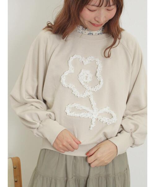 Samansa Mos2（サマンサ モスモス）の「◎レースコードスウェット（Tシャツ/カットソー・レディース・キナリ/グレー/チャコールグレー・F）」の9枚目の写真