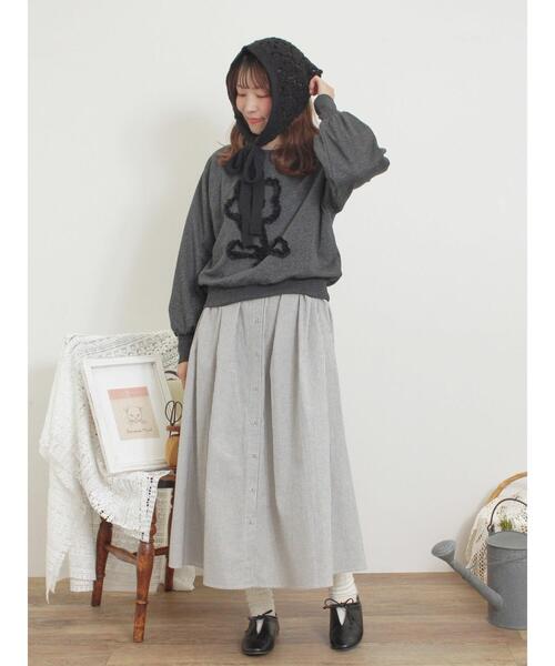 Samansa Mos2（サマンサ モスモス）の「◎レースコードスウェット（Tシャツ/カットソー・レディース・キナリ/グレー/チャコールグレー・F）」の13枚目の写真