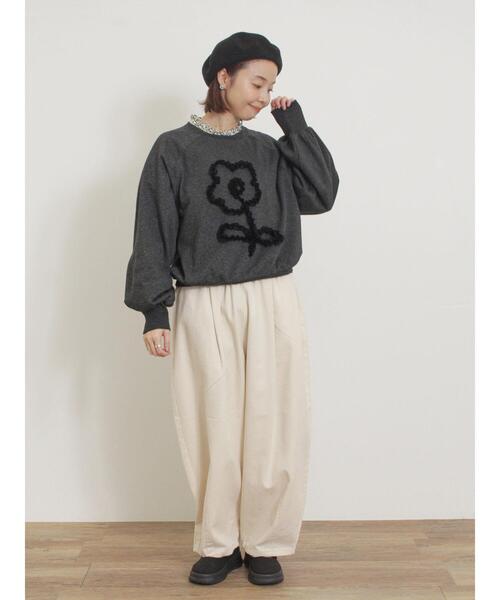 Samansa Mos2（サマンサ モスモス）の「◎レースコードスウェット（Tシャツ/カットソー・レディース・キナリ/グレー/チャコールグレー・F）」の20枚目の写真