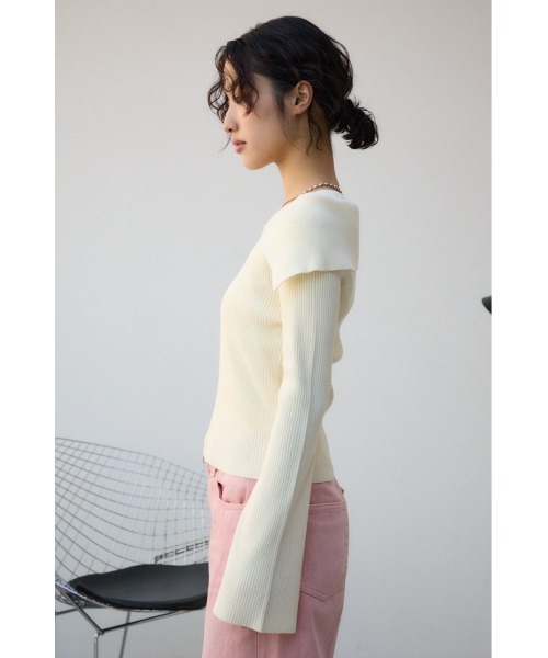 AZUL by moussy(アズールバイマウジー)の「ジップアンサンブルニット(ニット/セーター・レディース・ピンク/アイボリー/ブラック・FREE)」の8枚目の写真