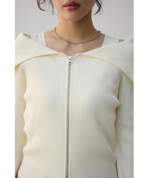 AZUL by moussy(アズールバイマウジー)の「ジップアンサンブルニット(ニット/セーター・レディース・ピンク/アイボリー/ブラック・FREE)」の10枚目の写真