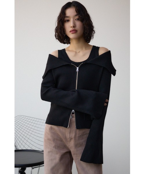 AZUL by moussy(アズールバイマウジー)の「ジップアンサンブルニット(ニット/セーター・レディース・ピンク/アイボリー/ブラック・FREE)」の16枚目の写真