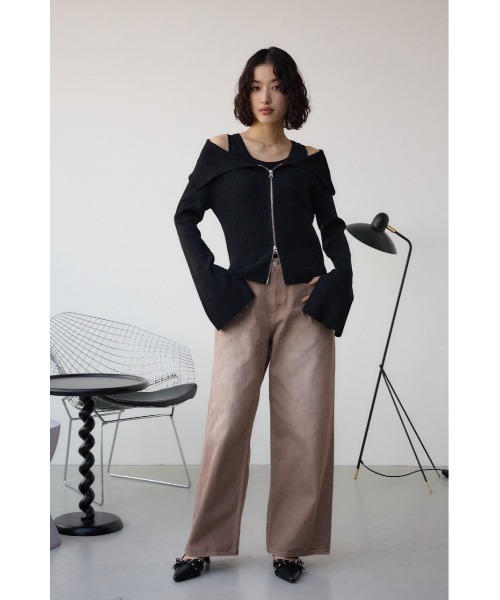 AZUL by moussy(アズールバイマウジー)の「ジップアンサンブルニット(ニット/セーター・レディース・ピンク/アイボリー/ブラック・FREE)」の17枚目の写真