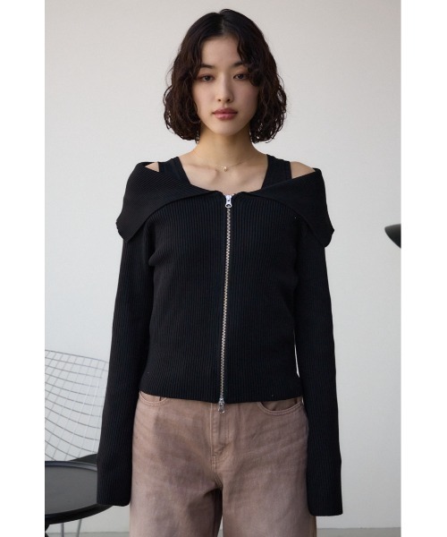 AZUL by moussy(アズールバイマウジー)の「ジップアンサンブルニット(ニット/セーター・レディース・ピンク/アイボリー/ブラック・FREE)」の18枚目の写真