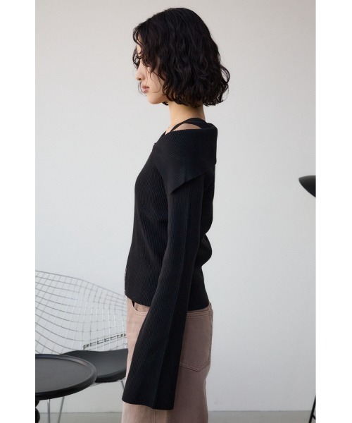 AZUL by moussy(アズールバイマウジー)の「ジップアンサンブルニット(ニット/セーター・レディース・ピンク/アイボリー/ブラック・FREE)」の19枚目の写真