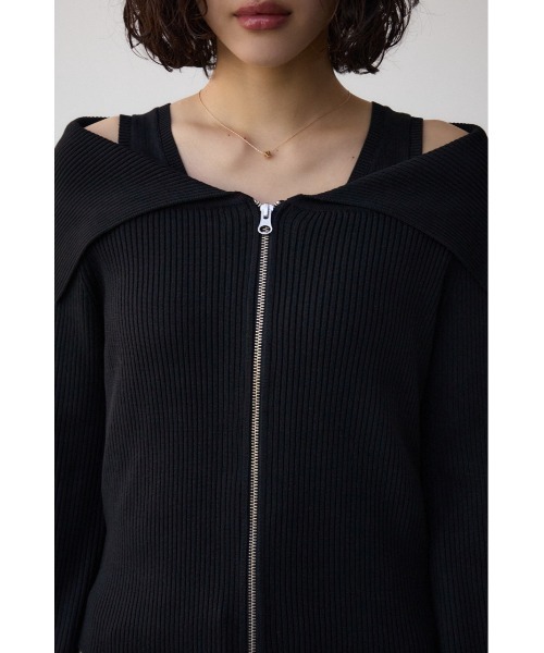 AZUL by moussy(アズールバイマウジー)の「ジップアンサンブルニット(ニット/セーター・レディース・ピンク/アイボリー/ブラック・FREE)」の21枚目の写真