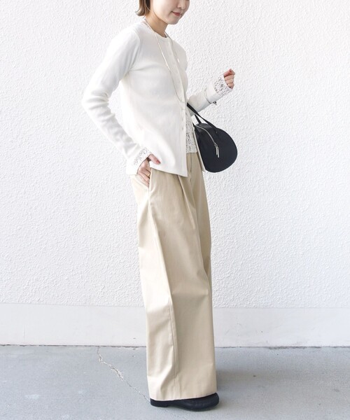 SHIPS（シップス）の「〈洗濯機可能〉ポッシュ テレコ リブ ボタン カーディガン（カーディガン/ボレロ・レディース・ピンク/ネイビー/ホワイト・ONE SIZE）」の6枚目の写真