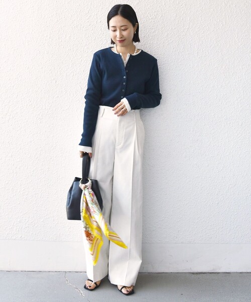 SHIPS（シップス）の「〈洗濯機可能〉ポッシュ テレコ リブ ボタン カーディガン（カーディガン/ボレロ・レディース・ピンク/ネイビー/ホワイト・ONE SIZE）」の18枚目の写真