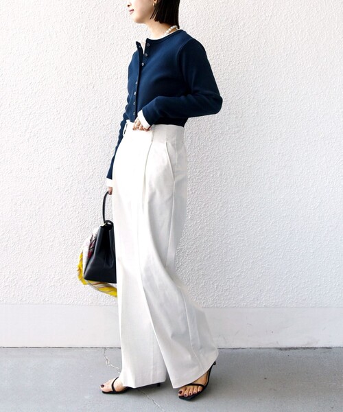 SHIPS（シップス）の「〈洗濯機可能〉ポッシュ テレコ リブ ボタン カーディガン（カーディガン/ボレロ・レディース・ピンク/ネイビー/ホワイト・ONE SIZE）」の19枚目の写真