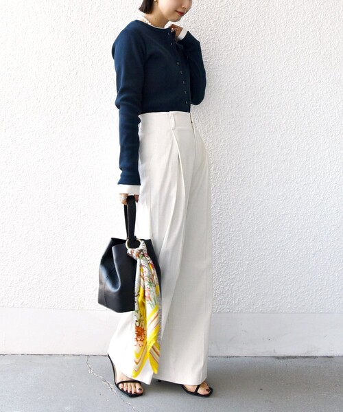 SHIPS（シップス）の「〈洗濯機可能〉ポッシュ テレコ リブ ボタン カーディガン（カーディガン/ボレロ・レディース・ピンク/ネイビー/ホワイト・ONE SIZE）」の21枚目の写真