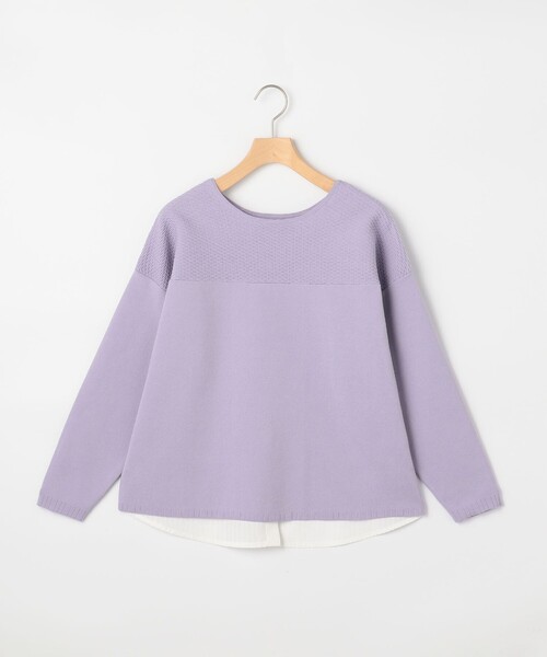 MICO COULIER(ミコクリエ)の「超軽量編柄2WAY切替プルオーバーニット(ニット/セーター・レディース・ライトグレー/ラベンダー/インディゴブルー・38)」の1枚目の写真