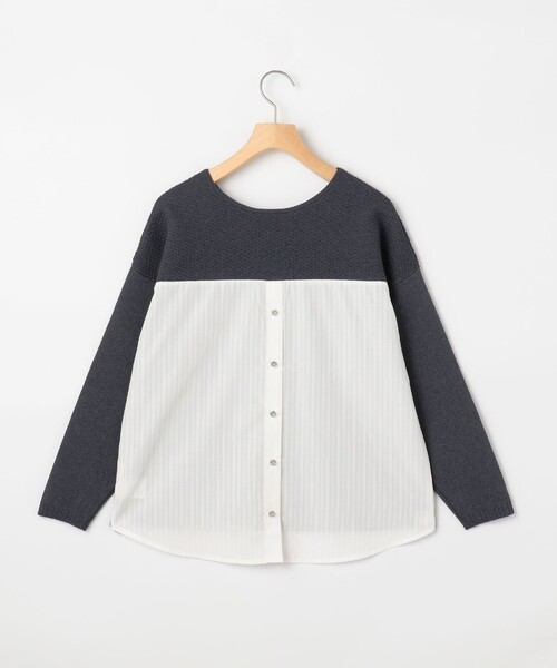 MICO COULIER(ミコクリエ)の「超軽量編柄2WAY切替プルオーバーニット(ニット/セーター・レディース・ライトグレー/ラベンダー/インディゴブルー・38)」の3枚目の写真