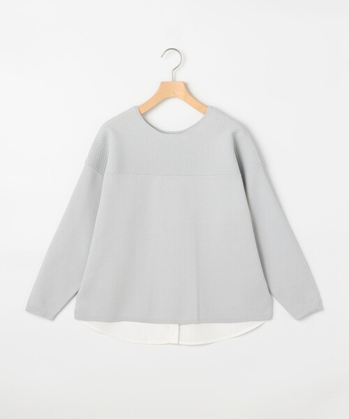 MICO COULIER(ミコクリエ)の「超軽量編柄2WAY切替プルオーバーニット(ニット/セーター・レディース・ライトグレー/ラベンダー/インディゴブルー・38)」の2枚目の写真