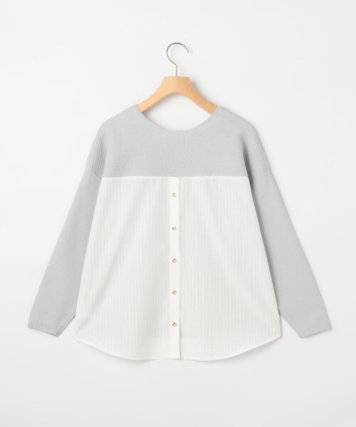 MICO COULIER(ミコクリエ)の「超軽量編柄2WAY切替プルオーバーニット(ニット/セーター・レディース・ライトグレー/ラベンダー/インディゴブルー・38)」の4枚目の写真