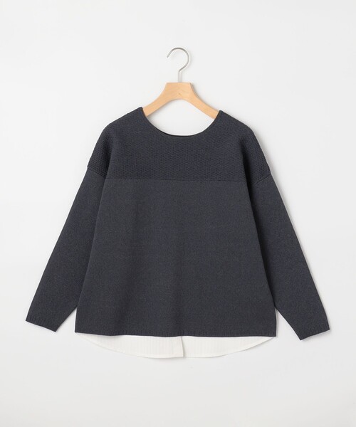 MICO COULIER(ミコクリエ)の「超軽量編柄2WAY切替プルオーバーニット(ニット/セーター・レディース・ライトグレー/ラベンダー/インディゴブルー・38)」の6枚目の写真