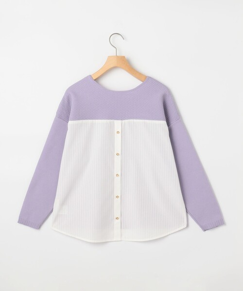 MICO COULIER(ミコクリエ)の「超軽量編柄2WAY切替プルオーバーニット(ニット/セーター・レディース・ライトグレー/ラベンダー/インディゴブルー・38)」の8枚目の写真