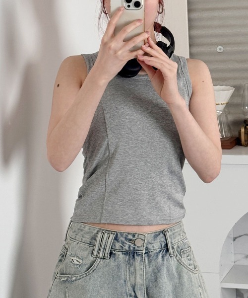 VIVID LADY(ビビッドレディー)の「キャミソール タンクトップ/Camisole Tank Top(キャミソール・レディース・ホワイト/ブラック/グレー・FREE)」の4枚目の写真