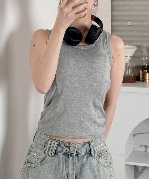 VIVID LADY(ビビッドレディー)の「キャミソール タンクトップ/Camisole Tank Top(キャミソール・レディース・ホワイト/ブラック/グレー・FREE)」の5枚目の写真