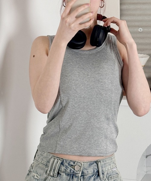 VIVID LADY(ビビッドレディー)の「キャミソール タンクトップ/Camisole Tank Top(キャミソール・レディース・ホワイト/ブラック/グレー・FREE)」の6枚目の写真
