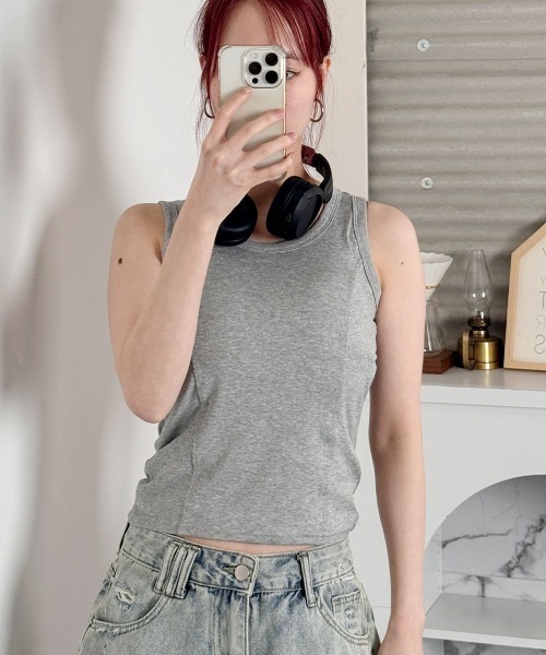 VIVID LADY(ビビッドレディー)の「キャミソール タンクトップ/Camisole Tank Top(キャミソール・レディース・ホワイト/ブラック/グレー・FREE)」の7枚目の写真