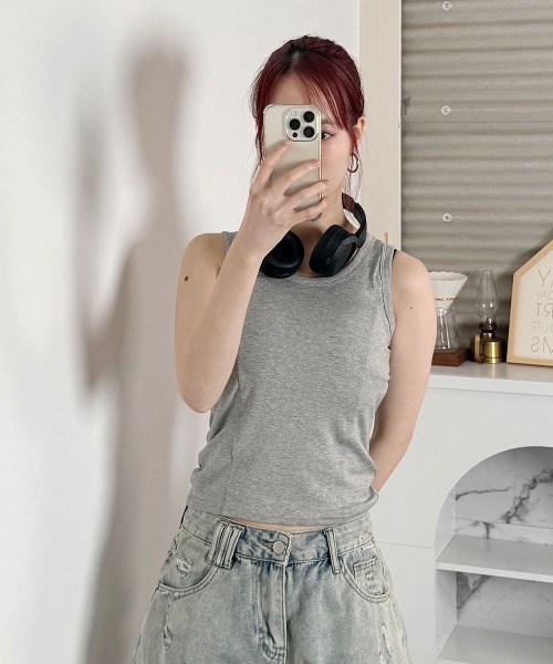 VIVID LADY(ビビッドレディー)の「キャミソール タンクトップ/Camisole Tank Top(キャミソール・レディース・ホワイト/ブラック/グレー・FREE)」の8枚目の写真
