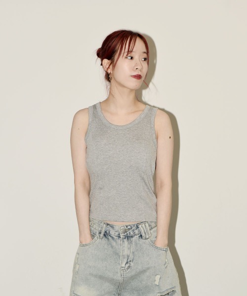 VIVID LADY(ビビッドレディー)の「キャミソール タンクトップ/Camisole Tank Top(キャミソール・レディース・ホワイト/ブラック/グレー・FREE)」の12枚目の写真