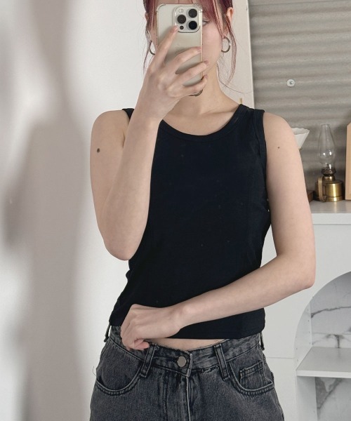 VIVID LADY(ビビッドレディー)の「キャミソール タンクトップ/Camisole Tank Top(キャミソール・レディース・ホワイト/ブラック/グレー・FREE)」の13枚目の写真