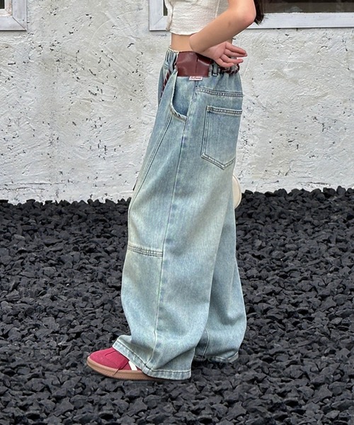aimoha（アイモハ）の「【aimoha-KIDS-】ワイドシルエットキッズデニムパンツ（デニムパンツ・キッズ・ブルー・150/160/170/120/130/140）」の6枚目の写真