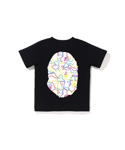 A BATHING APE（アベイシングエイプ）の「NEON CAMO BIG APE HEAD TEE（Tシャツ/カットソー・キッズ・ホワイト/ブラック・100/110/130/140/90/120）」の4枚目の写真