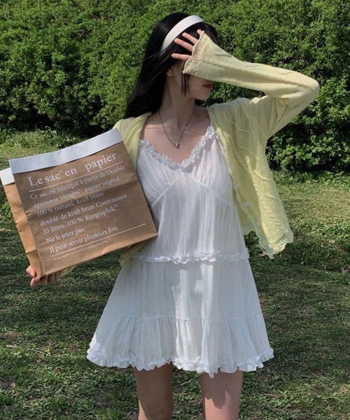 ✨CHANELチュニックワンピース✨格安特価✨ ✨可愛いヒラヒラ✨❤️ CLEA チュニック フリルデザイン レイヤードキャミチュニック