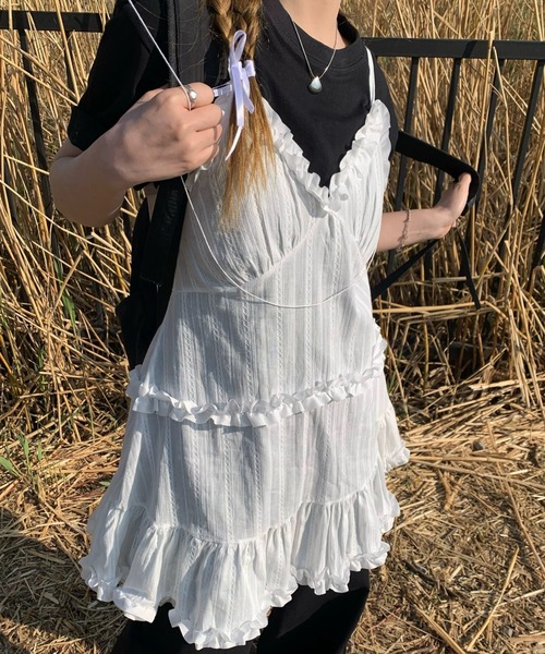 ✨CHANELチュニックワンピース✨格安特価✨ ✨可愛いヒラヒラ✨❤️ セール】フリルデザイン レイヤードキャミチュニック/ワンピース