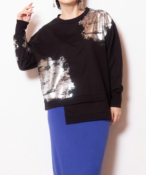 OSMOSIS(オズモーシス)の「箔プリントミニ裏毛プルオーバー(Tシャツ/カットソー・レディース・ホワイト/アッシュグレー/ブラック・ONE SIZE)」の2枚目の写真