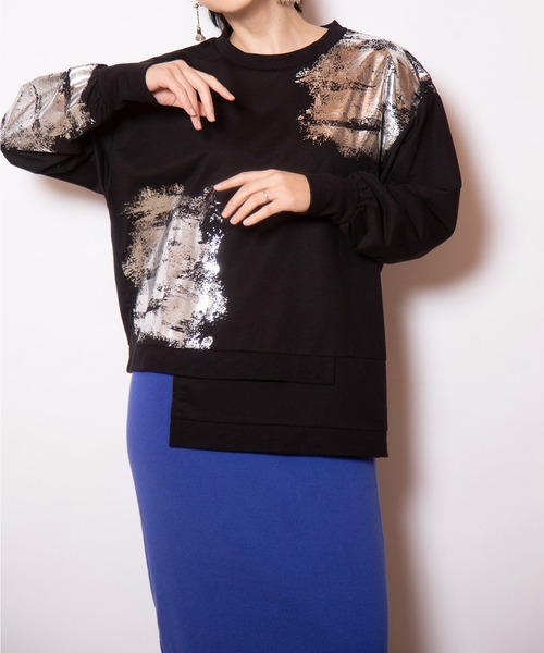 箔プリントミニ裏毛プルオーバー（Tシャツ/カットソー）｜OSMOSIS