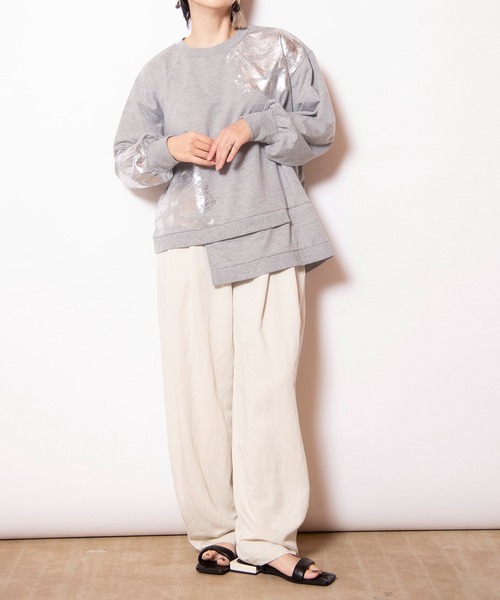 OSMOSIS(オズモーシス)の「箔プリントミニ裏毛プルオーバー(Tシャツ/カットソー・レディース・ホワイト/アッシュグレー/ブラック・ONE SIZE)」の13枚目の写真