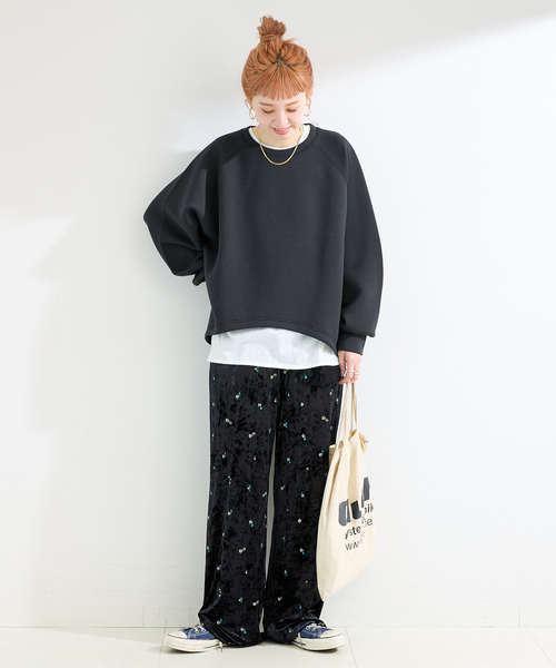 B.C STOCK（ベーセーストック）の「《追加5》ダンボールコクーンプルオーバー（Tシャツ/カットソー・レディース・チャコールグレー/ネイビー/ピンク/ホワイト・FREE）」の9枚目の写真