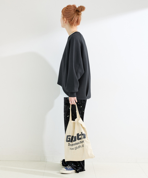 B.C STOCK（ベーセーストック）の「《追加5》ダンボールコクーンプルオーバー（Tシャツ/カットソー・レディース・チャコールグレー/ネイビー/ピンク/ホワイト・FREE）」の10枚目の写真