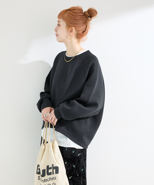 B.C STOCK（ベーセーストック）の「《追加5》ダンボールコクーンプルオーバー（Tシャツ/カットソー・レディース・チャコールグレー/ネイビー/ピンク/ホワイト・FREE）」の14枚目の写真