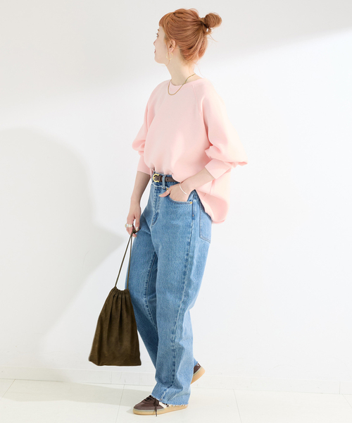 B.C STOCK（ベーセーストック）の「《追加5》ダンボールコクーンプルオーバー（Tシャツ/カットソー・レディース・チャコールグレー/ネイビー/ピンク/ホワイト・FREE）」の18枚目の写真