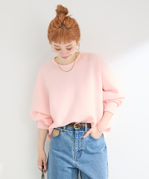 B.C STOCK（ベーセーストック）の「《追加5》ダンボールコクーンプルオーバー（Tシャツ/カットソー・レディース・チャコールグレー/ネイビー/ピンク/ホワイト・FREE）」の20枚目の写真