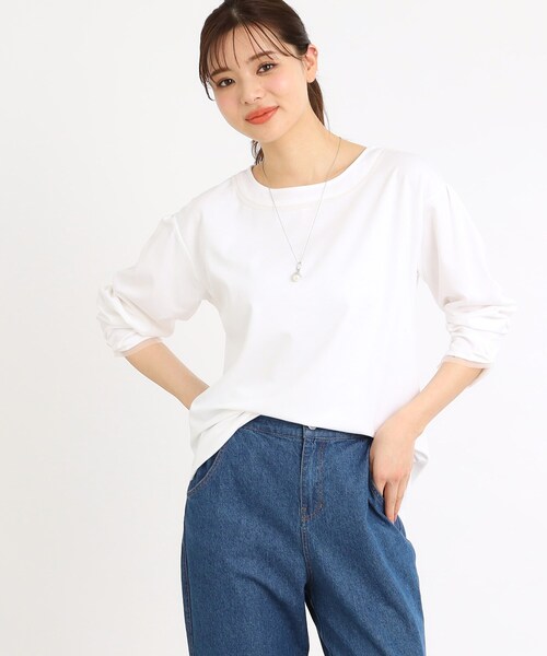 TREFLE＋1 チュールティシャツ セール】チュールフリルカレッジプリントTシャツ（Tシャツ