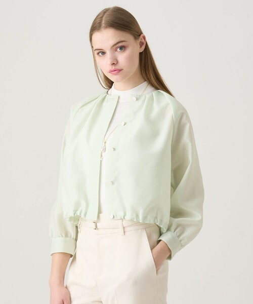 ANAYI（アナイ）の「ハードオーガンジーノーカラーブルゾン（その他アウター・レディース・ベージュ/ネイビー/ミント・38/36/34）」の3枚目の写真