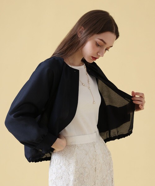 ANAYI（アナイ）の「ハードオーガンジーノーカラーブルゾン（その他アウター・レディース・ベージュ/ネイビー/ミント・38/36/34）」の13枚目の写真