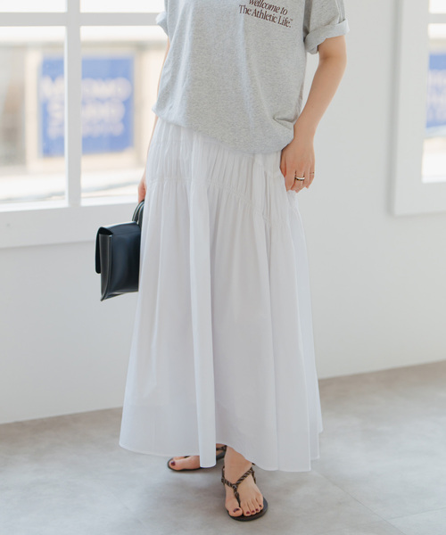 Spick & Span(スピックアンドスパン)の「コットンナイロンギャザースカート(スカート・レディース・ホワイト/ブラック・38/36)」の20枚目の写真