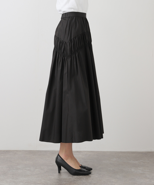 Spick & Span(スピックアンドスパン)の「コットンナイロンギャザースカート(スカート・レディース・ホワイト/ブラック・38/36)」の4枚目の写真