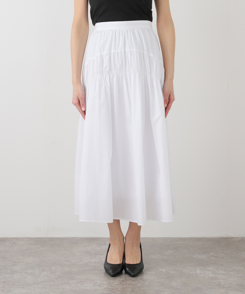 Spick & Span(スピックアンドスパン)の「コットンナイロンギャザースカート(スカート・レディース・ホワイト/ブラック・38/36)」の3枚目の写真
