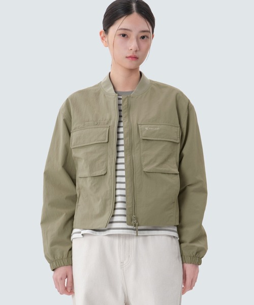 Snow Peak（スノーピーク）の「Snow Peak / Cample Women's Bomber Jacket ボンバージャケット（ノーカラージャケット・レディース・ベージュ/アイボリー/カーキ・L/S/M）」の2枚目の写真